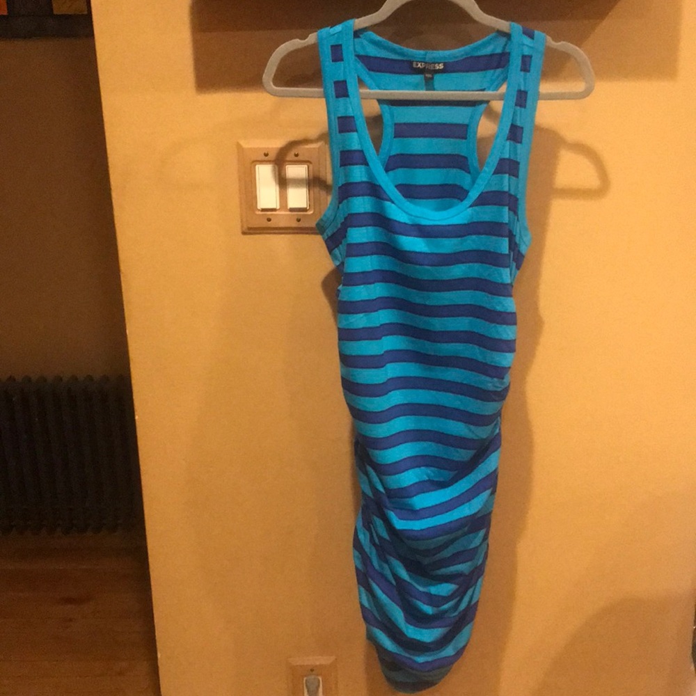 Racer back, ruched, fitted dress by Express